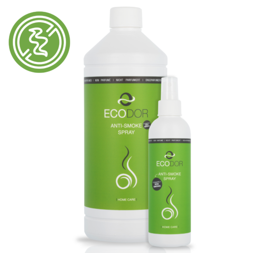 Afbeelding van een voordeelpak EcoSmoke, bestaande uit een 250 ml fles en een 1 liter navulverpakking.